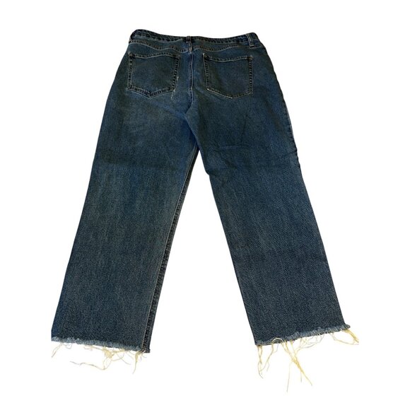 Mid-Rise Straight-Leg Recycled Blue‎ Denim Jeans With Raw Hem Wild Fable Size 14 - Picture 2 of 9
